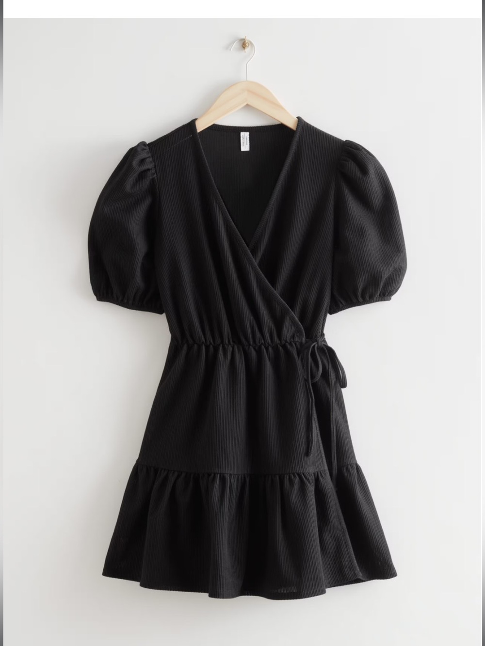 & Other Stories Puff Sleeve Mini Wrap Dress - L